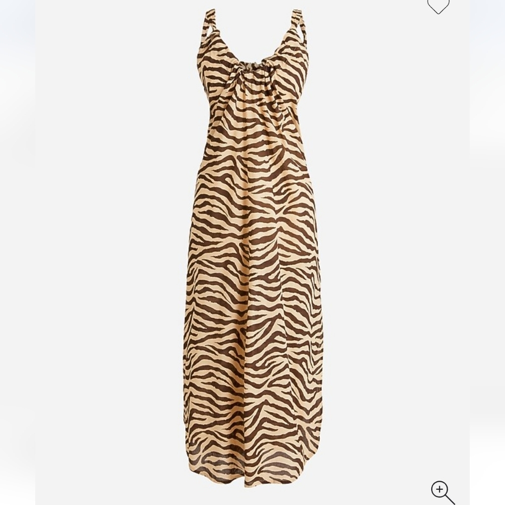 NWT J. Crew Swingy cotton-voile beach dress in zebra stripe